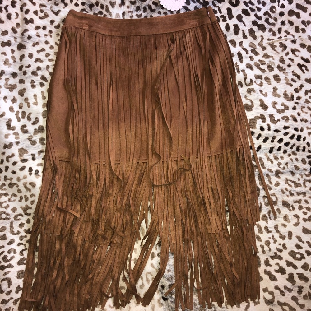Brown fringe skirt